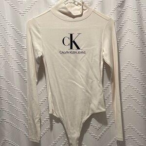Calvin Klein White Long Sleeve Bodysuit